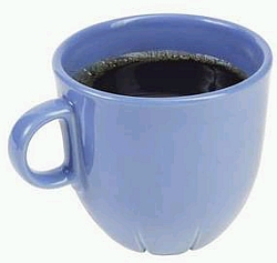 Coffee in a light-blue mug